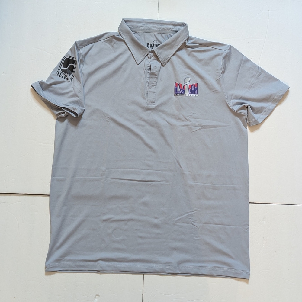 Super Bowl XXIII Guest Services Gray Polo Shirt. Mens XL. Used Allegiant Stadium